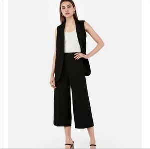 Express Black High Rise Crop Belt Wide Leg Pants Size 8